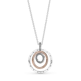 Pandora logo interlocking circlessterling silver andPandora Rose pendantwith clear cubic zirconia