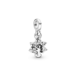Tree sterling silver dangle charm with clearcubic 