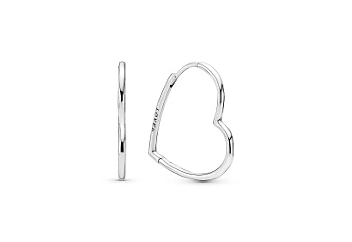 Asymmetrical heart silver hoop earrings