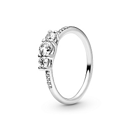 Silver ring with clear cubic zirconia