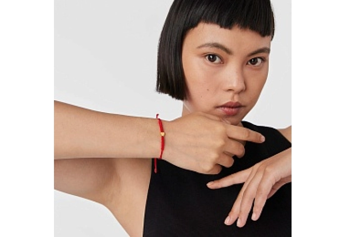 24KT GOLD BRACELET RED NYLON CORD