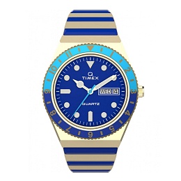 Q Dolce Vita Gold-tone Case Blue Dial Gold-tone Expansion Band with Perfect Fit