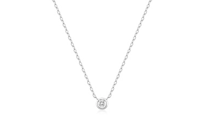 Silver Round Solitaire Cubic Zirconia Necklace