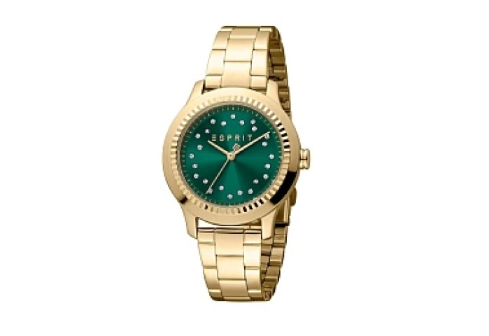 ESPRIT Women Watch, Gold Color Case, Dark Green Di