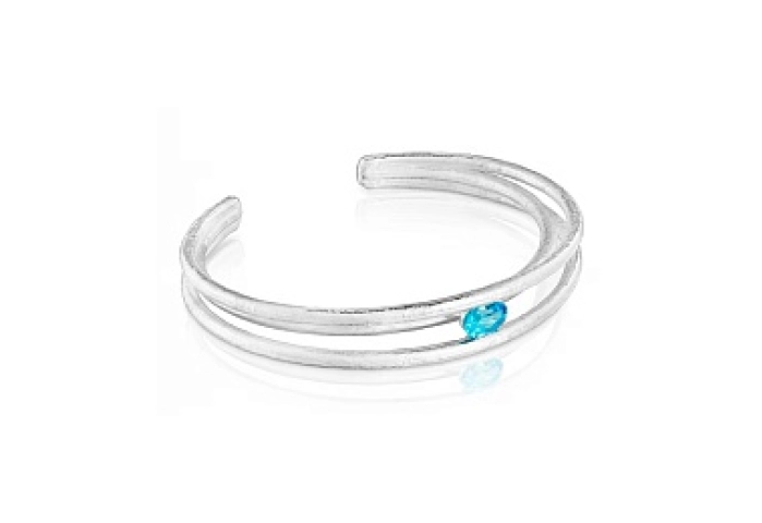 SILVER 3 BAND BANGLE BLUE TOPAZ