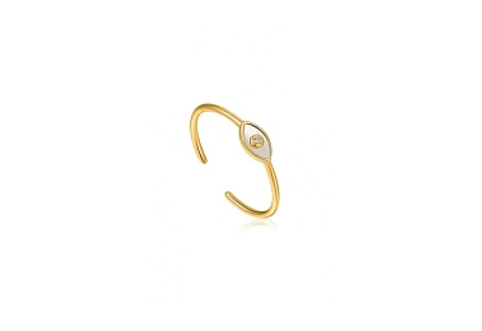 Evil Eye Gold Adjustable Ring