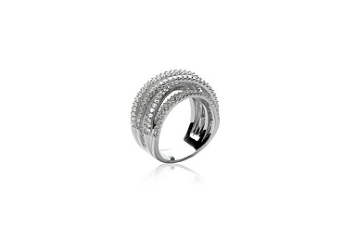 RINGPLATEDSILVERCZ 925 RHODIUM