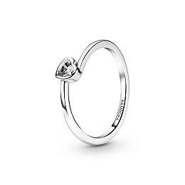 Heart sterling silver ring with clear cubic zirconia /199267C02-50