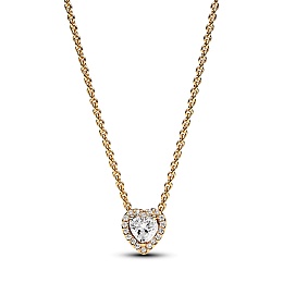 Heart 14k gold-plated collier with clear cubic zirconia