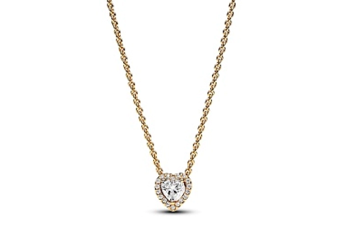 Heart 14k gold-plated collier with clear cubic zir