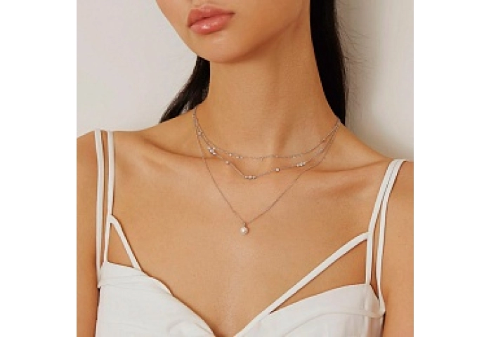 Silver cultured Pearl Drop Pendant Necklace