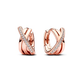 14k Rose gold-plated hoop Earring with clear cubic