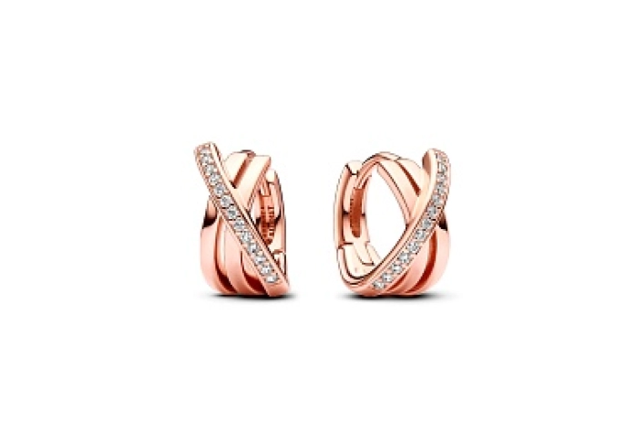 14k Rose gold-plated hoop Earring with clear cubic