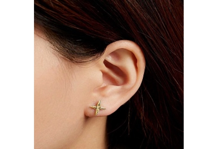 Gold Cross Stud Earrings