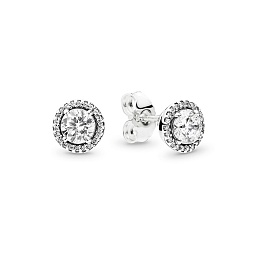 Silver stud earrings with clear cubic zirconia