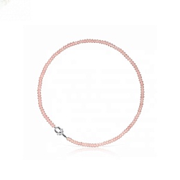 PINK CHALCEDONY SILVER CHOKER 45CM