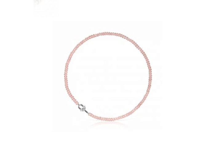 PINK CHALCEDONY SILVER CHOKER 45CM