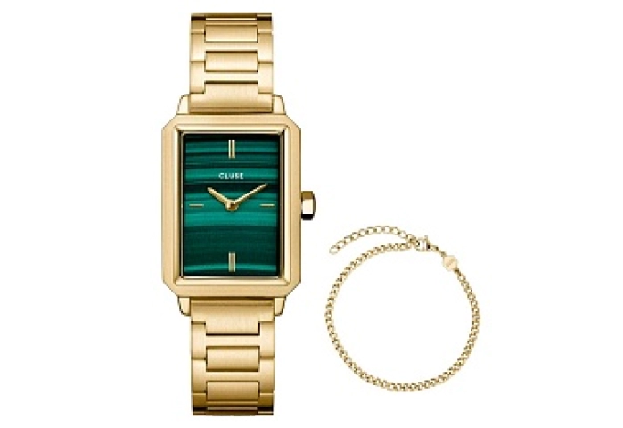 Gift Box Fluette Steel Green Watch and Round Chain