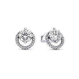 Sterling silver stud earrings with clear cubic zir