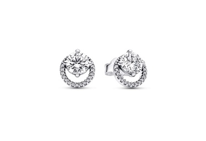 Sterling silver stud earrings with clear cubic zir