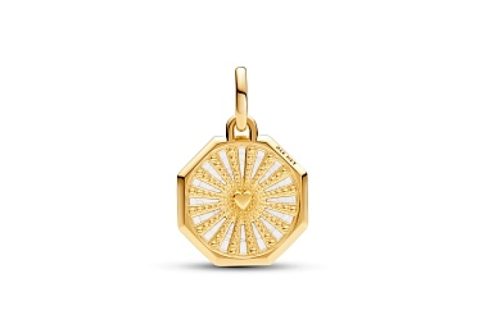 Horseshoe octagon 14k gold-plated medallion with s