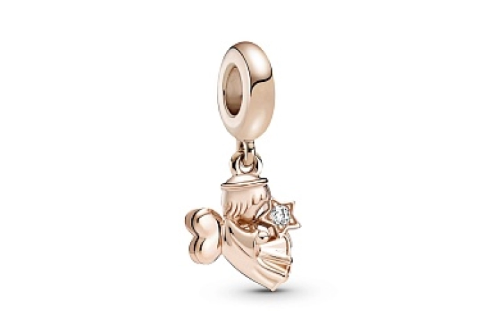 Angel 14k rose gold-plated dangle with clear cubic zirconia /789650C01