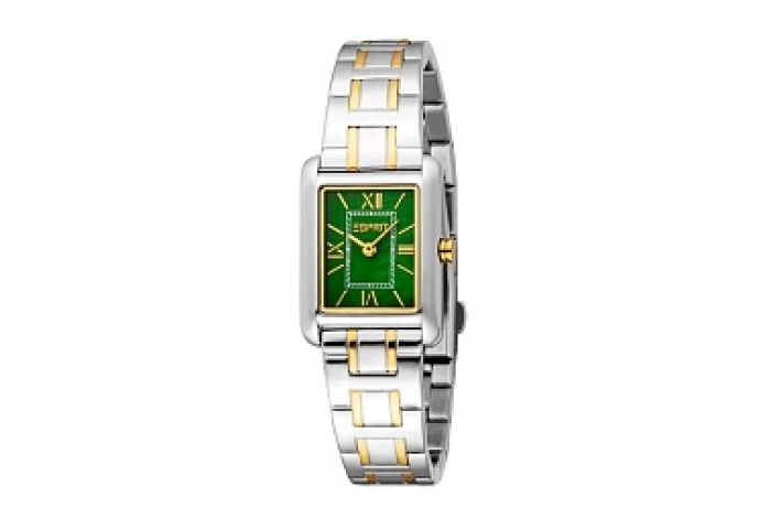 ESPRIT&Dial,Bracelet,GoldTwoColorWomen2ToneHands,Case,SilverWatch,3DarkATM& TwoGoldGreenToneColorMOP