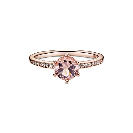 Crown Pandora Rose ring with blush pinkcrystal and