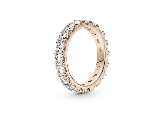 14k Rose gold-plated ring with clear cubic zirconia/Кольцо с чистым кубическим цирконием