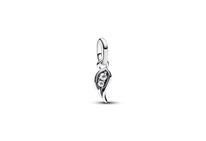 Angel wing sterling silver mini dangle with clear cubic zirconia