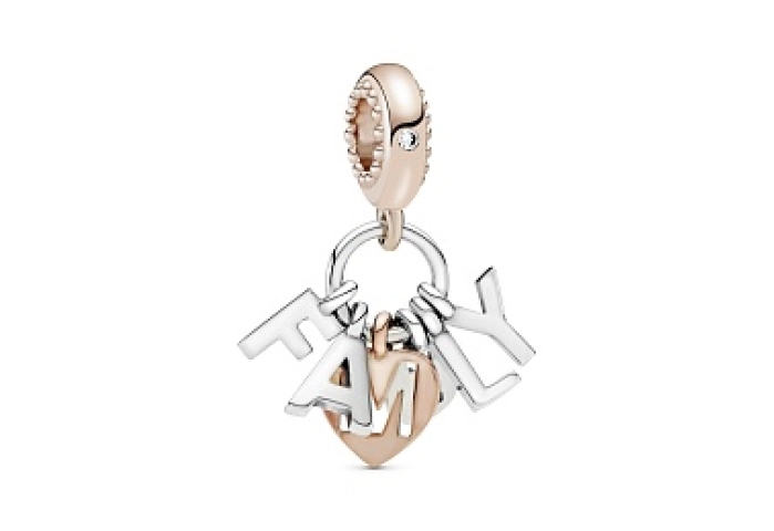 Family 14k rose gold-plated and silver dangle with