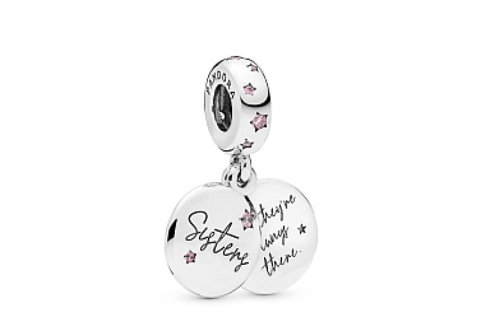 Sisters silver dangle with fancy fuchsia pink cubi