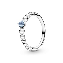 Sterling silver ring with water blue crystal
