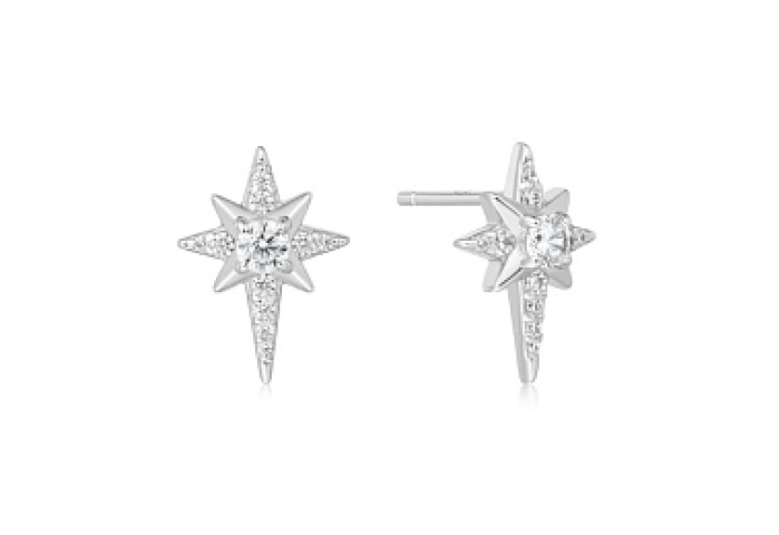 Silver Eight-Pointed Star Stud Earrings