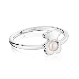 SILVER RING 8MM BEAR CULTURED PEARL N12