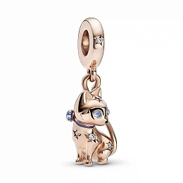 Cat 14k rose gold-plated dangle with clear cubic z