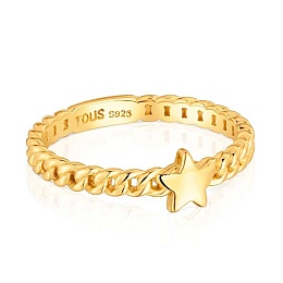 SILVER GOLDPLATED RING STAR 5,6MM CHAIN