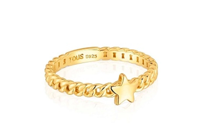 SILVER GOLDPLATED RING STAR 5,6MM CHAIN