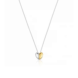 SILVER GOLDPLATED CHOKER HEART 14MM 2TONE