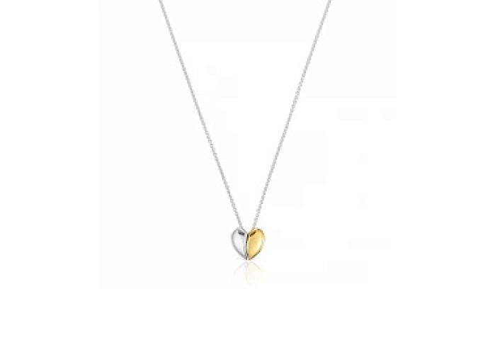 SILVER GOLDPLATED CHOKER HEART 14MM 2TONE
