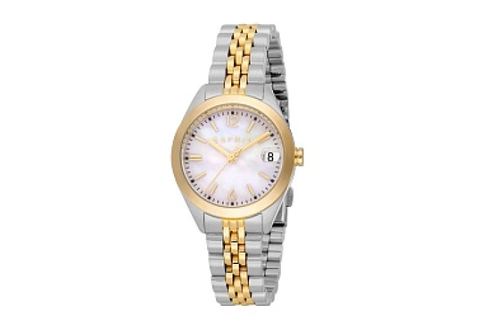 ESPRIT Women Watch, Two Tone Silver & Gold Color Case, White MOP Dial, Two Tone Silver & Gold Color 
