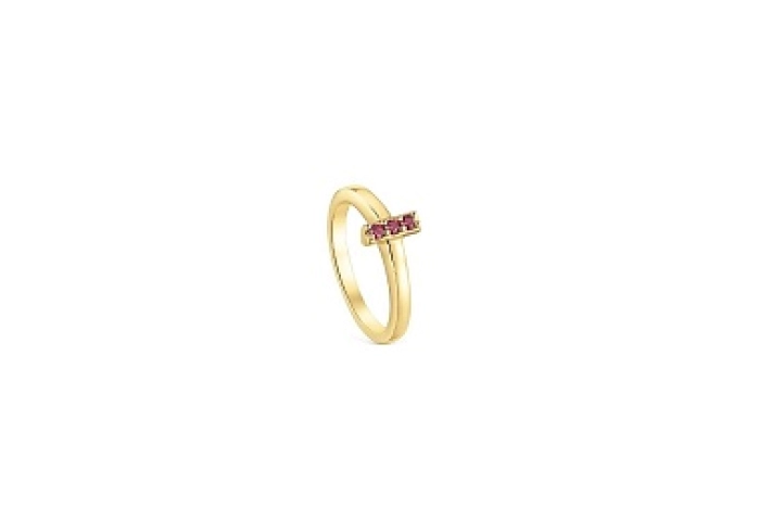 SILVER GOLD PLATED RING 3 RHODOLITE N14
