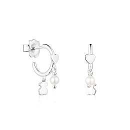 SILVER HOOP EARRINGS CULTURED PEARL 12MM