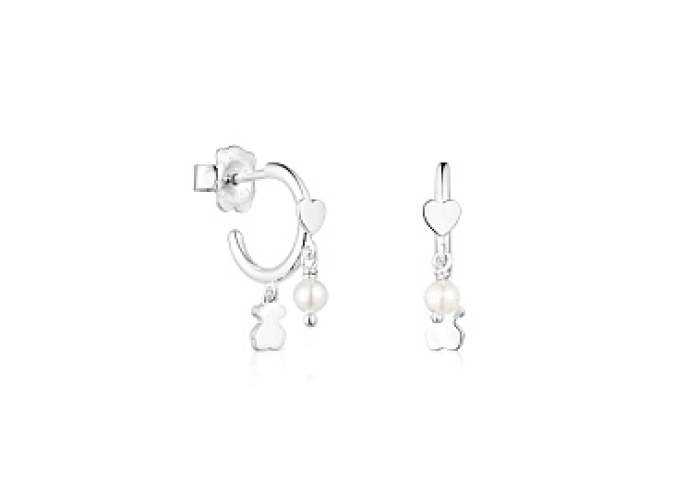 SILVER HOOP EARRINGS CULTURED PEARL 12MM