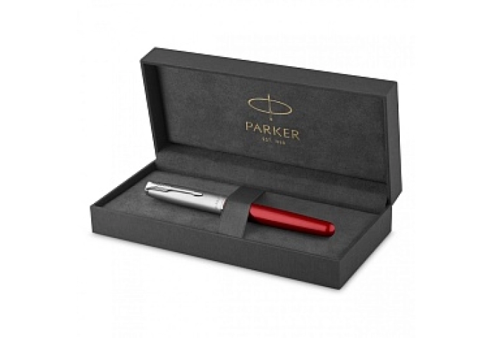 Ручка-роллер Parker &quot;Sonnet Sand Blasted Metal&Red Lacquer&quot; черная, 0,8мм, подарочная упаковка