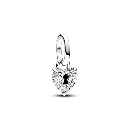 Keyhole heart sterling silver mini dangle with cle