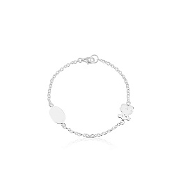 SILVER BRACELET BEAR OVAL PLATE