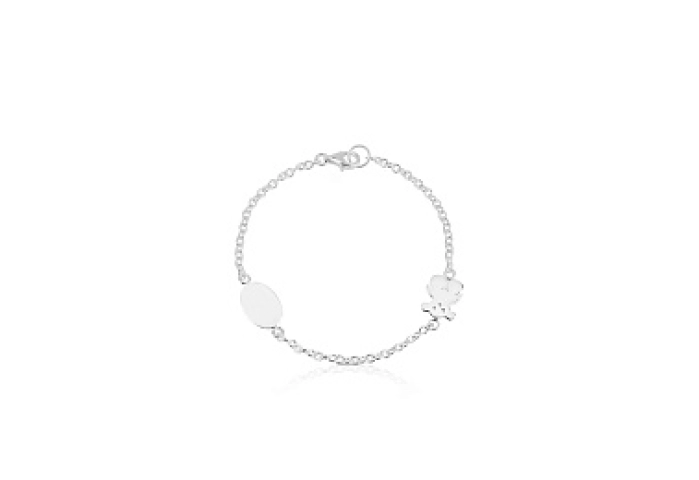 SILVER BRACELET BEAR OVAL PLATE