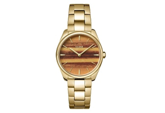 Féroce petite Watch Steel Tiger's eye, Gold Colour
