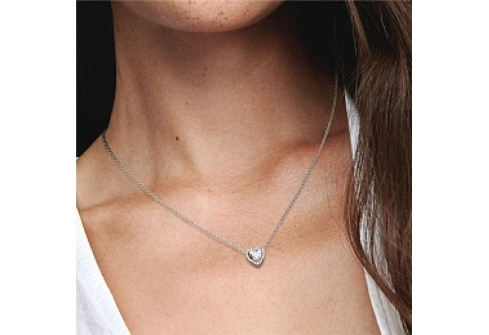 Heart sterling silver collier with clear cubic zir